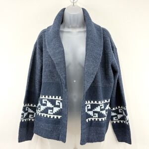 Lucky Brand Cardigan Women S Blue Aztec NWT Southwestern Shawl Collar Open Front